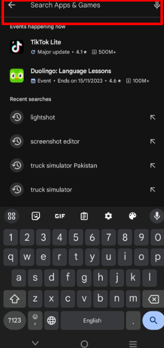 search in play store