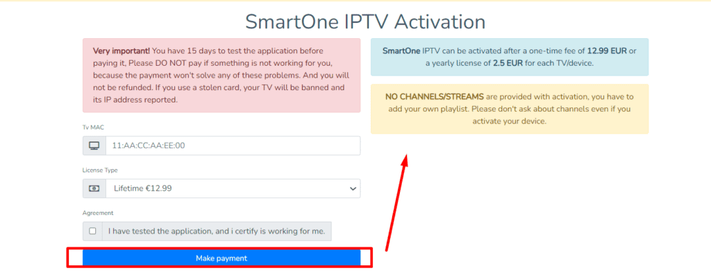 Smartone IPTV Activation