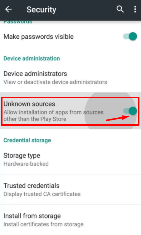 allow unknown sources